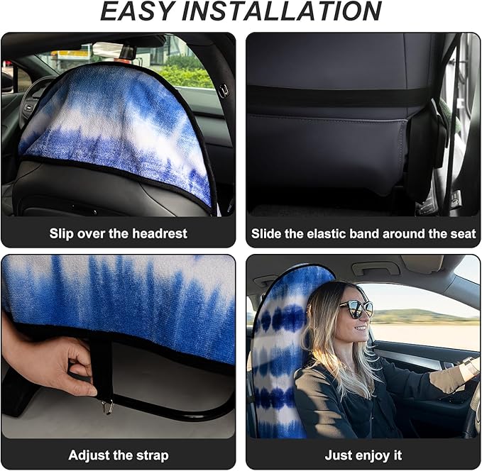 Waterproof Sweating Car Seat Cover for Post Gym Workout, Running, Swimming, Beach and Hiking, Universal Fit Non-Slip Bucket Seat Protector for Cars SUV Trucks, Machine Washable (Blue & White)