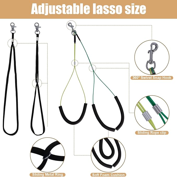 Ligefoy Dog Grooming arm with Restraint Loops, Adjustable Height(0"~35"),Adjustable Width (32"~47") for Large & Medium & Small Pets Bathing & Grooming (Black)