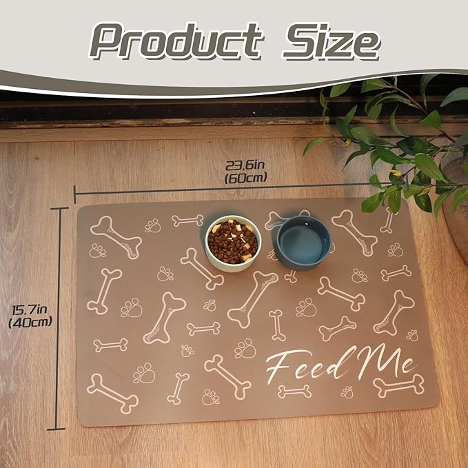 Le courant Absorbent Pet Mat Dog Cat Mat for Floors Waterproof，Cat Placemat Mat for Feeding Bowls - No Stains No Sliding Quick Dry Dog Water Mat Eating Mat Dish Mat-15.7x23.6 in