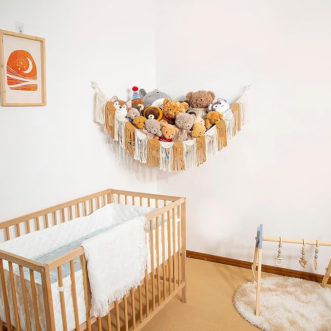 Amdermi Stuffed Animal Hammock Hanging Net Organizer for Children's Room Stuffed Animal Toy Hammock for Teddy net Corner Hanging Toy Net for Bedroom
