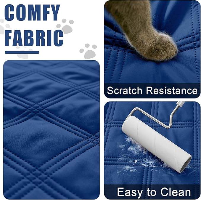 Smiry Waterproof Dog Bed Cover Blanket 82x120, Soft Reversible Pet Blanket, Washable Leakproof Cats Dogs Couch Cover for Sofa, Couch, Furniture, Lattice, Navy/Blue