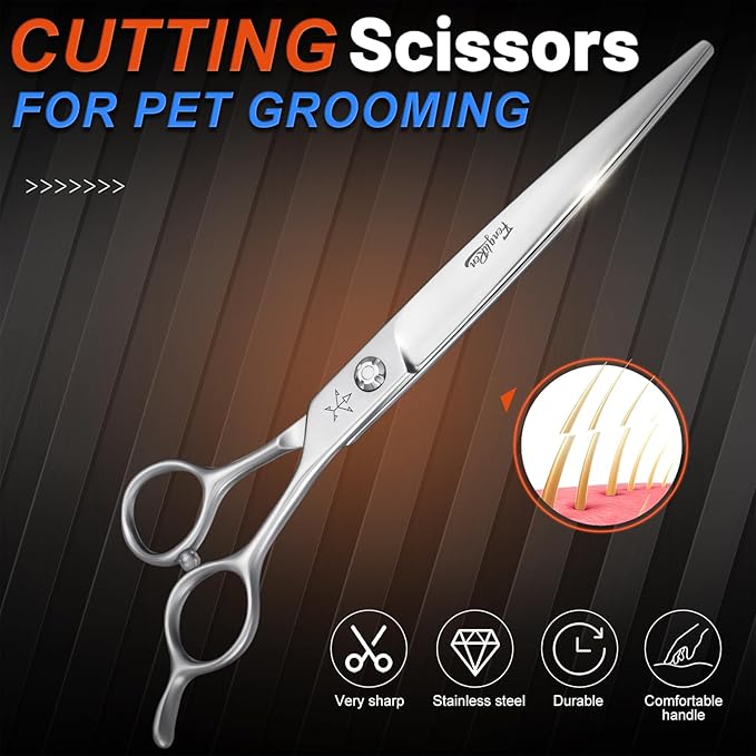 High-end Professional Dog Grooming Scissors Pet Grooming Shears 7.5 Inches Extremely Very Sharp Made Of Stainless Steel Alloy By Hand For Dog Cat Groomer