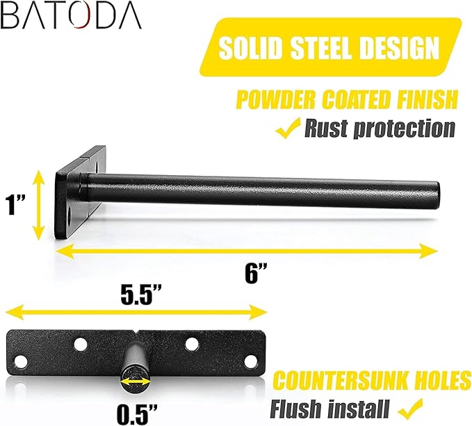 BATODA 6" Floating Shelf Bracket Heavy Duty (4 pcs) – Solid Steel Blind Shelf Supports - Hidden Brackets for Floating Wood Shelves - Blind Shelf Support - Shelving Mounting Hardware Included (Pack 4)