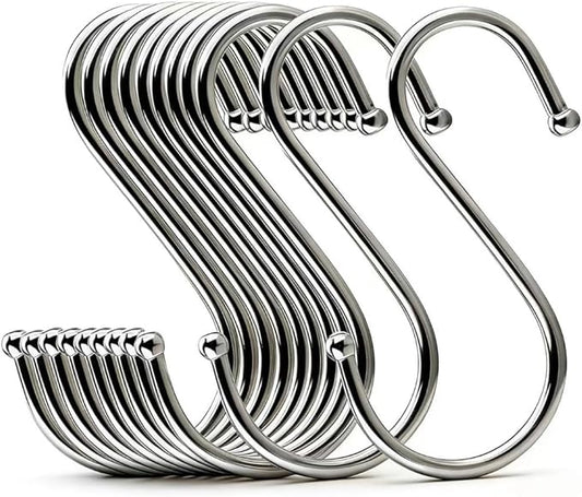 16 Pack 4.7 Inches Extra Large S Shape Hooks– Heavy Duty Multi-Purpose Hangers for Kitchen Utensils, Plants, Bird Cages, Curtains, Towels, Clothes & More (Silver)