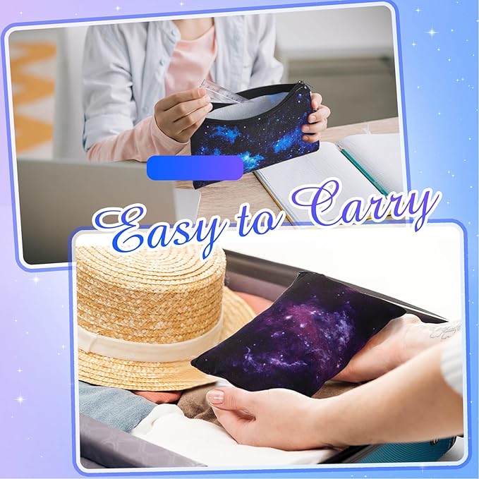 Reginary 20 Pieces Starry Sky Cosmetic Bag for Women Cute Star Roomy Makeup Bags with Zipper Starry Sky Toiletry Bag Pouch Travel Accessory Organizer Gifts, 7 x 4.3 Inches