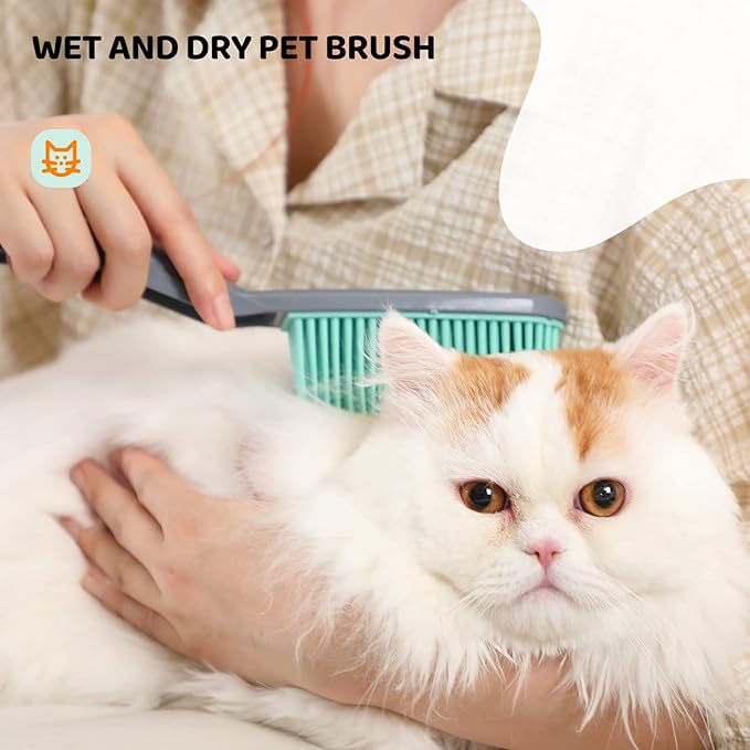 Conliwell Rubber Broom Carpet Rake for Pet Hair, Fur Remover Broom with Squeegee, Portable Detailing Lint Remover Brush (Iron Handle)