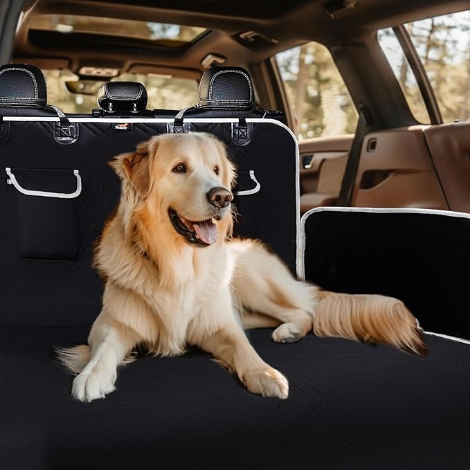 Toozey Dog Car Seat Cover for SUV, Sedan & Van, Waterproof & Tear-Resistant Dog Seat Cover for Backseat with Side Walls, Non-Slip Backing & Bumper Guard, Black Large: 81.9"x54.3"