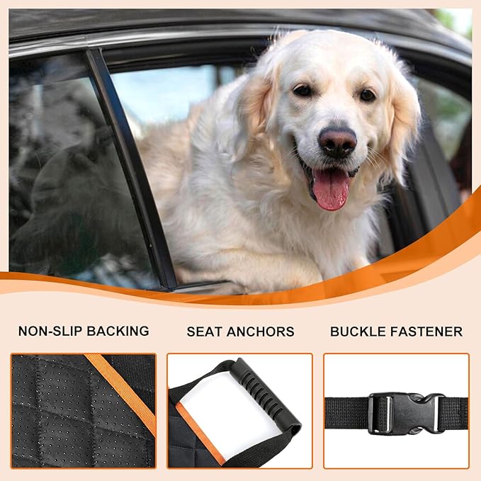 NECKORY 2 Pack Front Dog Seat Cover, Waterproof Car Seat Covers for Dogs Nonslip Scratch-Proof Dog Seat Cover Front Seat Cover for SUV, Trucks & Cars - S, Black/Orange