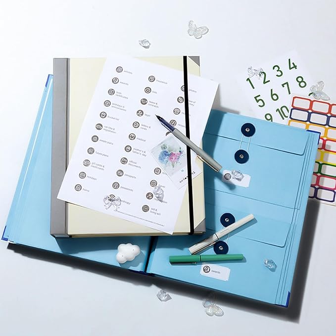 Document Organizer | Expanding File Folder for Important Papers, Passports, Birth Certificates | in Case If I Die File Folder | Ideal for Home Organization & Graduation Gift (Blue)