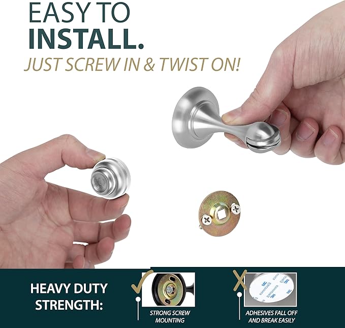 MEGA HANDLES Magnetic Door Stopper, Scratch Free Magnetic Door Catch for Wall, Elegant Magnet Door Stopper for Bottom of The Door- Satin Nickel (1 Pack)