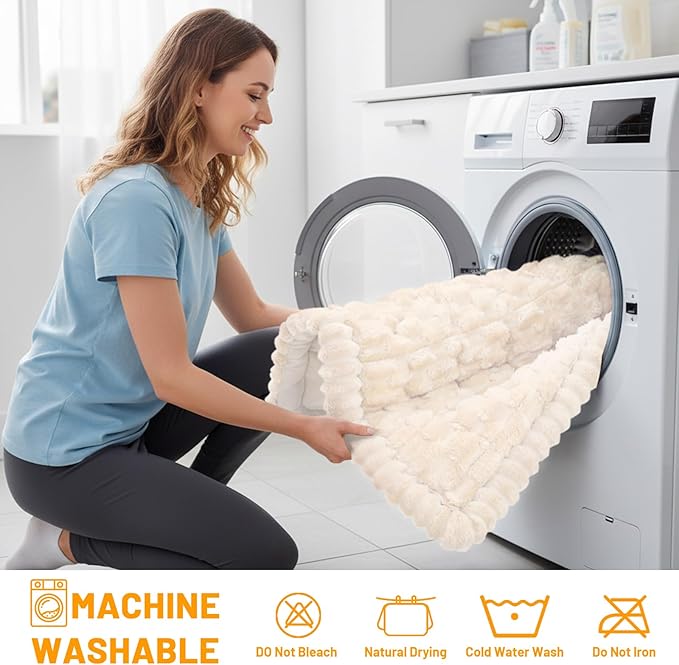 Smiry Pet Couch Cover for 3 Cushion Sofa, Non-Slip Fuzzy Couch Cover for Dogs Washable, Thick Soft Sofa Slipcovers Cushion Protector Pet Friendly (Cream, 27.6" x 27.6")