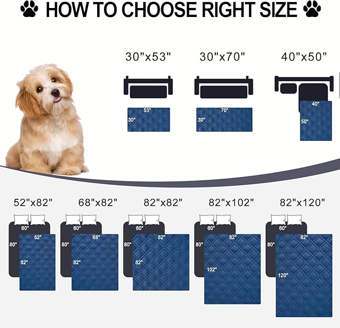Smiry Reversible Waterproof Couch Covers for Sofa, Washable Dogs Pet Couch Covers for 3 Cushion Sofa Pet Friendly, Water Resistant Furniture Protector Slipcover, Geometric (40"x50", Navy/Blue)