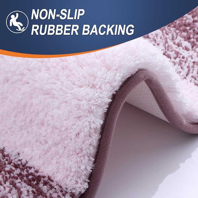 OLANLY Bathroom Runner Rugs 47x20, Extra Soft Absorbent Microfiber Bath Rugs, Rubber Backing, Quick Dry, Machine Washable Bath Mats for Bathroom Floor, Tub and Shower, Home Decor Accessories, Mauve