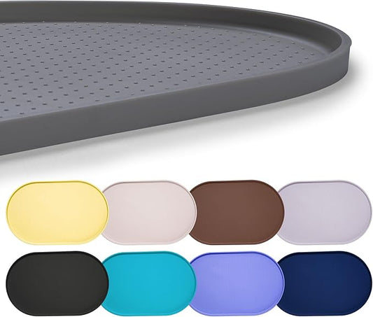 Hubulk 100% Waterproof Silicone Pet Feeding Mat with Raised Edge for Food and Water, Dog Bowl Mats, Cat Bowls Placemat with High Lip Protects Floor for Cats and Dogs (Gray, 32" L x 24" W)