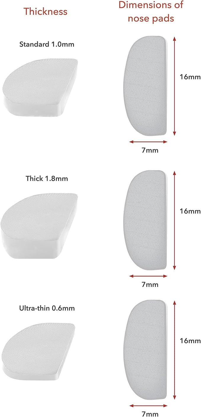 Setex Gecko Grip 1.8mm Thick Anti Slip Eyeglass Nose Pads, (Bulk Pack 15 Clear Pair) USA Made, 2500 Innovative Microstructured Fibers per Nose Pad, 1.8mm x 7mm x 16mm