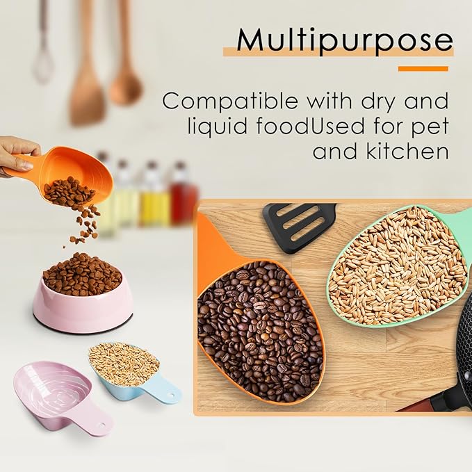 FURMYLOVE Dog Food Scoop-Melamine Pet Food Measuring Cup - 1 Cup 1/2 Cup 1/4 Cup Dog Cat Bird and Rabbit Food Feeding Scoop Dishwasher Safe - Orange