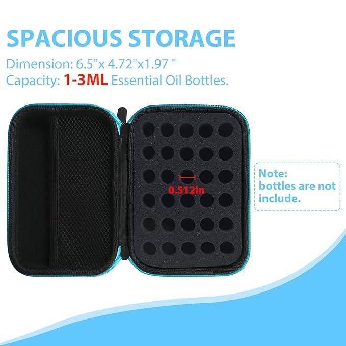 Essential Oil Storage Holder Organizer Carrying Case, Essential Oils Box Holds 30 Bottles 1ml- 3ml Bottle Travel Storage Organizer Bag for doTERRA & Young Living (Box Only)