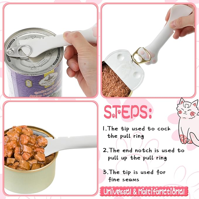 Uiifan Cat Food Lid Cat Food Can Covers Lids 8 Pcs Pet Can Supplies Set 5 Silicone Wet Kitten Foodstuff Tin Covers Lids 2 Silicone Dog Spoons 1 Paw Shape Multifunctional Opener for Pets(Pink)