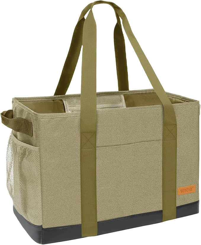 WONDAY Standing Extra Large Reusable Grocery Bag Carrier with Handle, Thirty One Utility Tote Foldable for Shopping and Beach