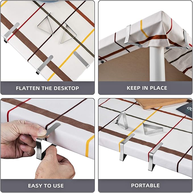 12 Pack Tablecloth Clips - Tablecloth Clips for Outdoor Tables Stainless Steel Table Cloth Holders Heavy Duty