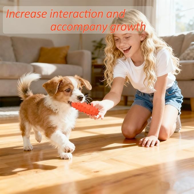 2 Pack Chew Toys for Puppies & Dogs, Dog Chew Toys to Keep Them Busy, Durable Puppy Teething Chew Toys, Tough Puppy Toothbrush Clean Teeth Interactive Toys for Small Medium Breed (Orange)