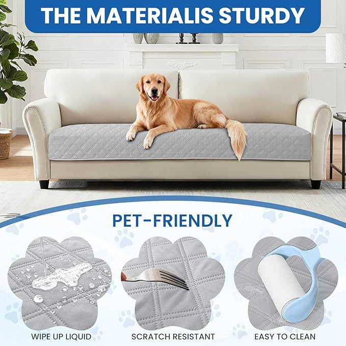 CYCMACO Waterproof Dog Blanket, Non-Slip Soft Pet Bed Cover, Couch Cover for Dogs Washable, Protects Sofa, Furniture, Crate, Car, Tear Resistant Leakproof Pet Blanket (30x53 Inch, Light Grey)