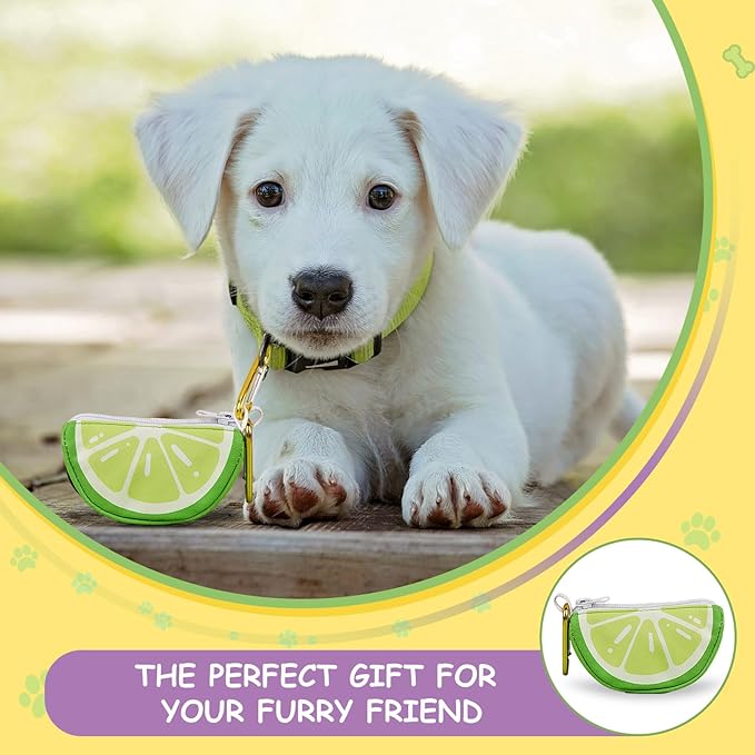 Lime Shape Dog Poop Bag Holder for Leash - Cute Dog Waste Bag Dispenser Carrier, Portable Pet Walking Accessories (Green)
