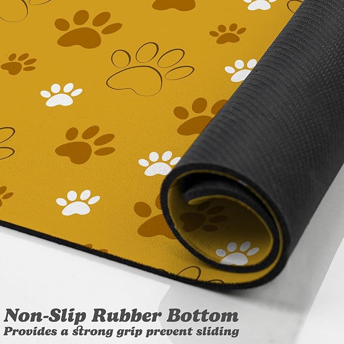 Dog Food Mat, Absorbent Water Bowl Mats Cat Pet Feeding Placemats Yellow 17 * 30 inch