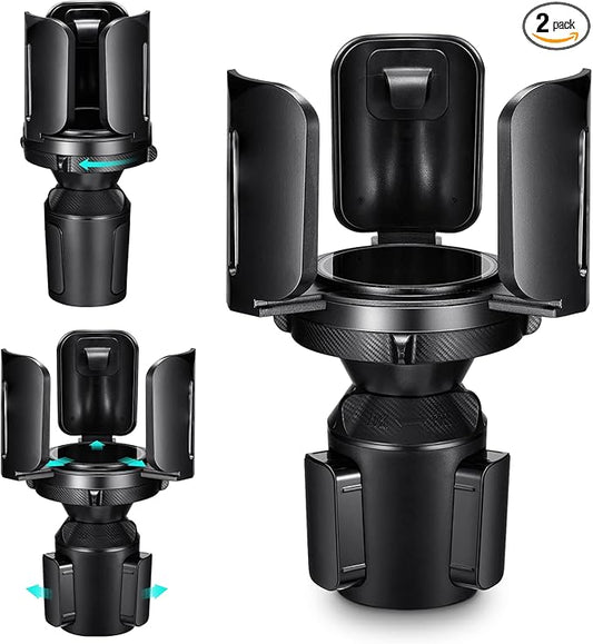 2 Pack Car Cup Holder Expander Adapter (Adjustable) This Hill All Purpose Cup Holder Expander for Car with Rubber Fits Less Than 5.51" Large Bottles & Mugs & Foods & Drinks