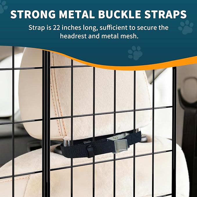 ERYTLLY Dog Car Barrier for SUVs, Vehicles, Dividers, Adjustable Heavy-Duty Wire Pet Gate, Foldable Car Pet Barrier with Mesh Bag, Car Accessories Safety Travel, for Cargo Area 36.6" to 64.5" Width