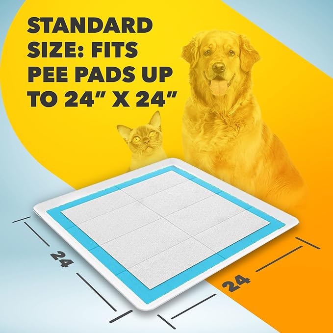 TidyFriend 2 Pack Dog Pee Pad Holder Tray - Fits Up to 24” x 24” Pee Pad Holder for Dogs - Stable Grip, Raised Edges, Quick-Wipe Silicone Surface Dog Pad Holder for Indoor Flooring Protection (White)