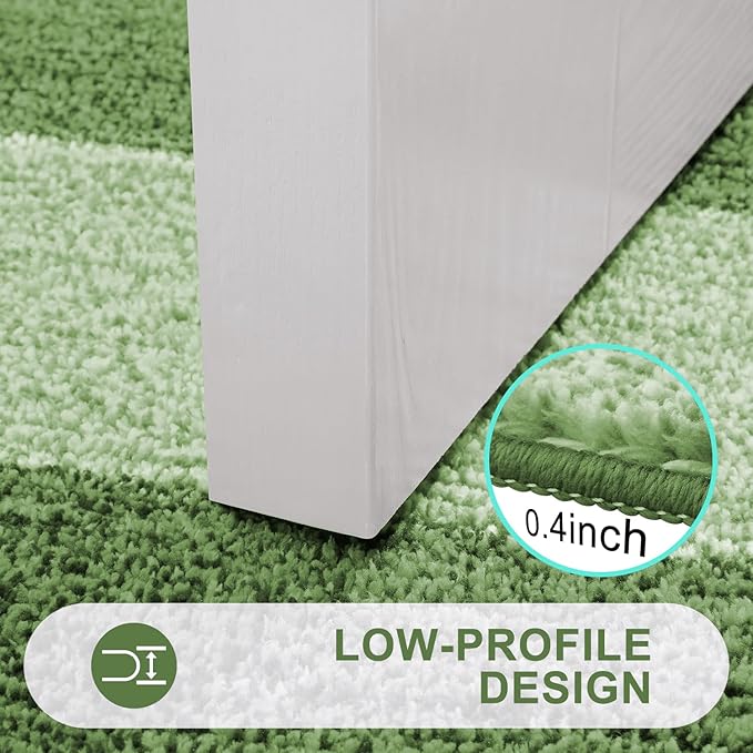 Kitinjoy Indoor Outdoor Door Mat, 59x20 Non-Slip Absorbent Dirt Trapper, Low-Profile Washable Inside Entrance Front Floor Mat, Sturdy Soft Entry Doormats for Entryway, Green