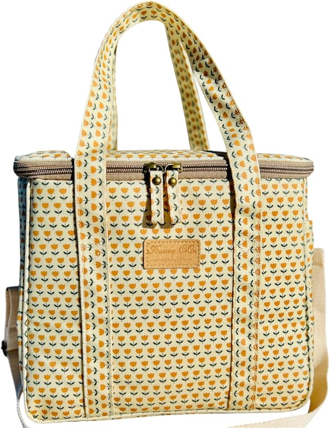 Kwang Min Insulated Insulated Cooler Bag,Reusable Large Lunch Bag for Women, Great for Outdoors,Camping,Party,Premium Quality,Adjustable Strap,Foldable