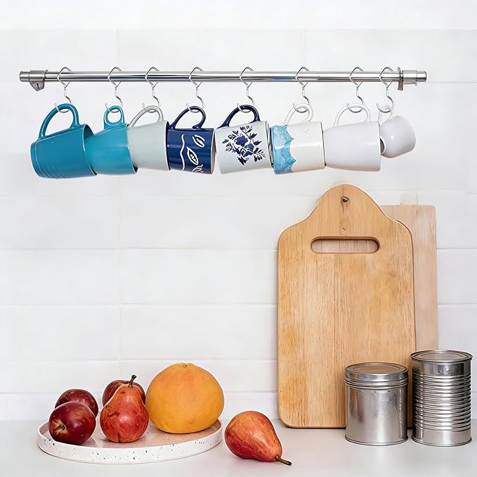 Heavy Duty S Hooks for Hanging with Lock, 4.72 Inch Metal Screw Hooks for Plants, Kitchen Utensils, Bags, Towels, and Outdoor Storage, Plant Hangers and Hanging Hooks (Silver, 10 pcs)
