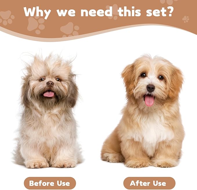 Bolfie Dog Rake and Gently Removes Loose Dog Hair Brush Undercoat Mats and Tangled - Deshedding Grooming Tool for Dogs & Cats - Self Cleaning Slicker Brush - All Hair Types