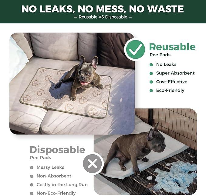 FXW Washable Pee Pads for Dogs, Leak-Proof & Non-Slip, Specifically Designed for FXW Rollick/Homeplus 24inch 6 Panels Dog Playpen, 31" Hexagon, Khaki, 2 Packs