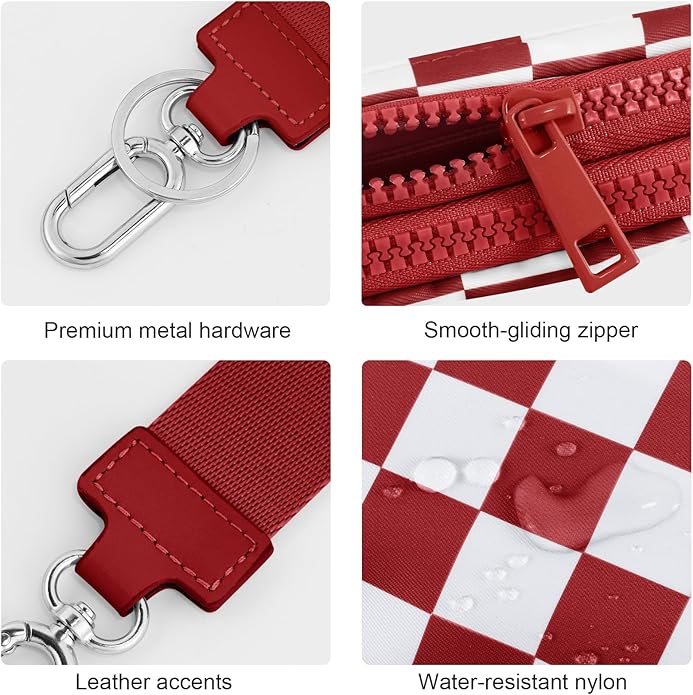 Checkered WristleWallets for Women, RFID Wallet Crossbody with 4 Zippers, Credit Card Holder Cell Phone Organizer