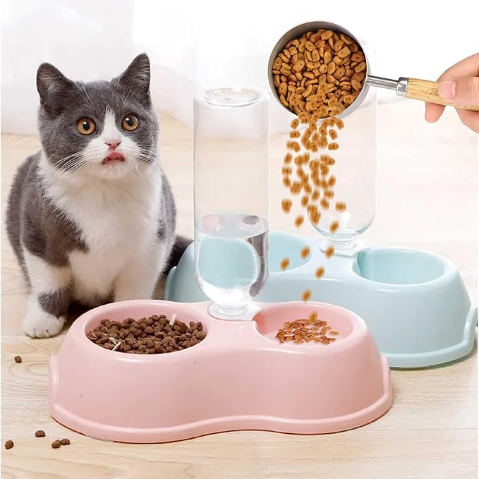 Dexspoeny 4 Packs Dog Food Scoop Measuring Cup with Wooden Handle, Stainless Steel Pet Food Scoop Dog Food Measuring Cup for Dogs Cats Birds and Rabbits, 1 Cup, 1/2 Cup, 1/3 Cup and 1/4 Cup 4 Packs
