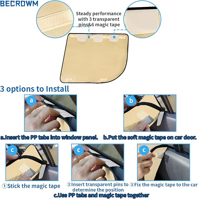 2 Packs Dog Car Travel Accessories - Door Seat Protector Cover for Vehicle, Pet Scratch Guard, Waterproof Nail & Claw Protector for Car Travel (Beige)