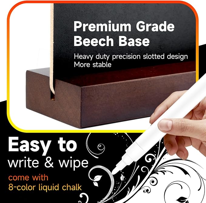 Small Chalkboard Sign with Stand, 8 x 12 Inch Double-Sided Table Blackboard, Food Drink Menu Message Boards for Kitchen, Bar, Party Event, Wedding