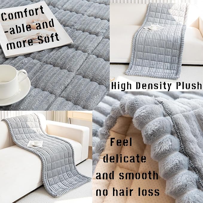 Mitid Sofa Cover Fuzzy Couch Cover for Pet, Couch Covers for Dogs Washable Non-Slip Sofa Slipcover Cushion Protector Pets Friendly Mat Bed