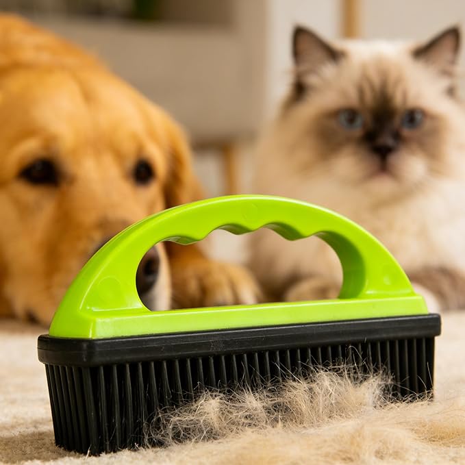 Pet Hair Remover Rubber Brush, Bath Brush for Dogs & Cats, Reusable Lint Roller, Furniture & Car Hair Removal Brush, Effective for Carpets, Couches, and Clothes