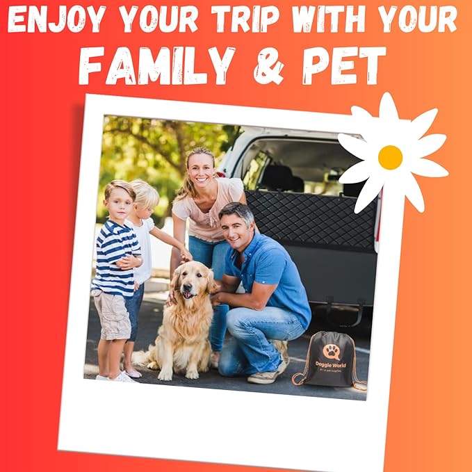 Doggie World Dog Car Seat Cover for Back Seat for XL Cars, SUVs & Trucks - Durable Car Cover Protector for Dogs, Nonslip Backseat Dog Hammock, Waterproof Scratchproof Protection Against Dirt, Pet Fur