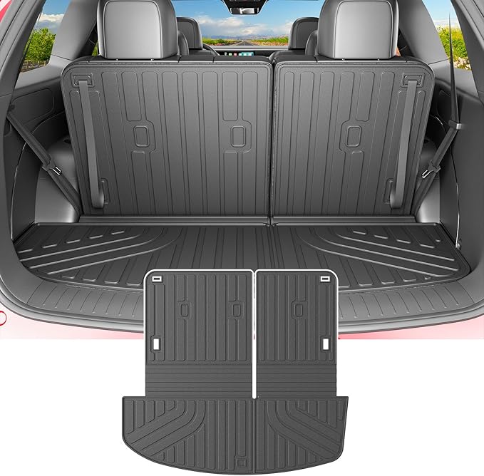 powoq Fuel Cargo Mat Compatible with 2026 Palisade Cargo Liner Trunk Mat Backrest Trunk Liner Replacement TPE for 2026 Palisade Accessories (Trunk Mat with Backrest Mats)