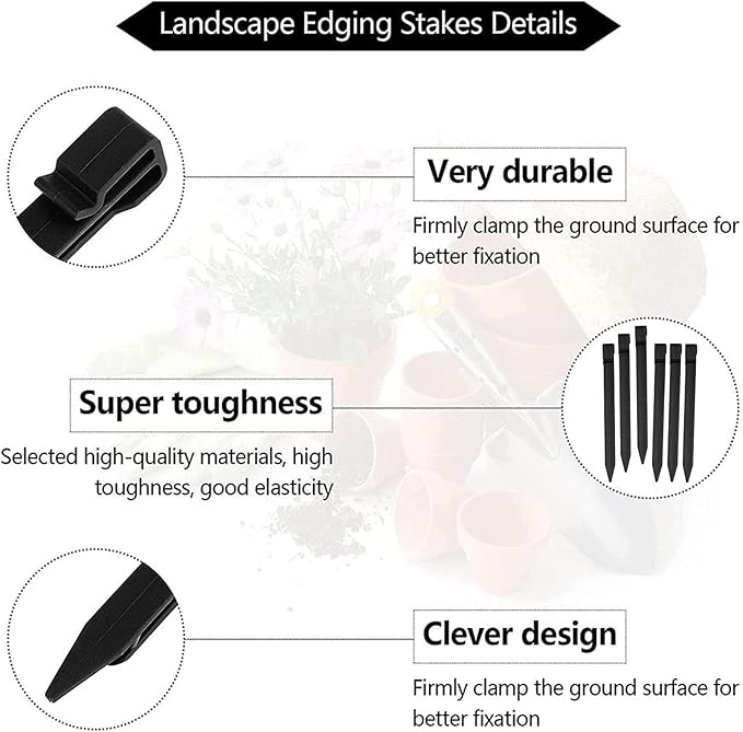 150 PCS Plastic Landscape Stakes, 10Inch Plant Support Lawn Stake Heavy Duty for Landscaping and Garden