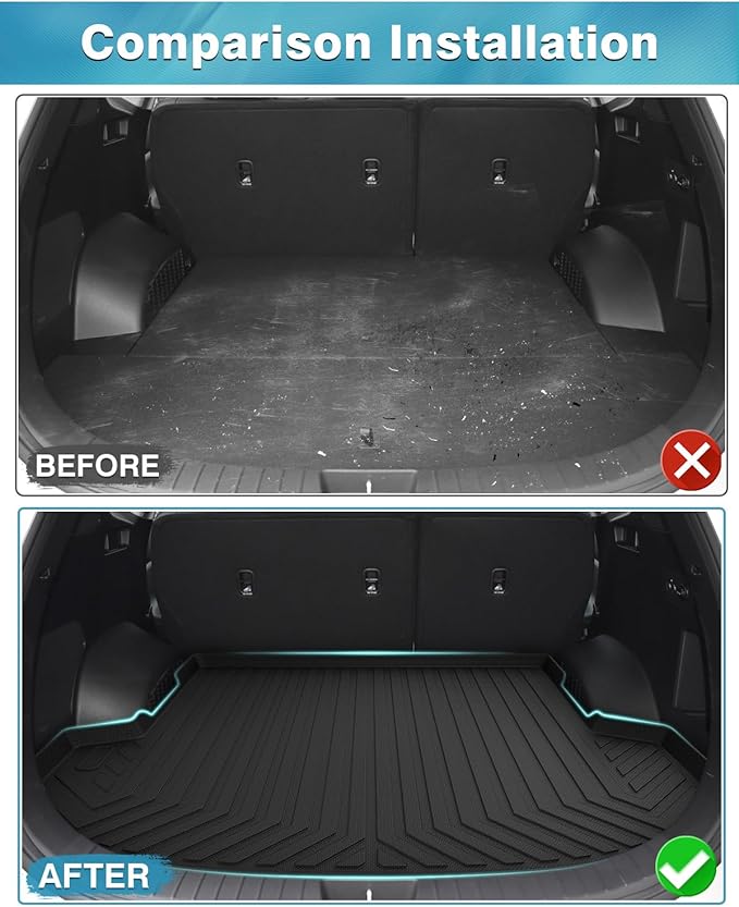 Mixsuper Cargo Liner Compatible with 2019-2020 Hyundai Santa Fe 5 Passenger Trunk Liner Santa Fe Accessories All Weather Rear Cargo Trunk Floor Mats Black