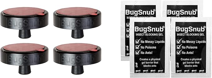 BugSnub Legs for Trays (4 Pack)- Waterless, Moat Free Cat and Dog Food Tray Legs for Crawling Pest Free Pet Food Feeding Station, Kitchen Sweets and Trash, Ant Free Platform Legs.