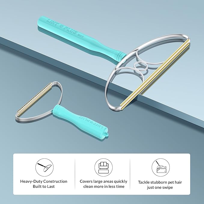 9"-Blade LINTPLUS Pet Hair Remover Max for Large Areas x2 Bigger Than Pro(Carpet Scraper) - Deep Cleaner Pro Pet Hair Remover Multi Fabric Carpet Lint Remover & Dog and Cat Fur Carpet Rake