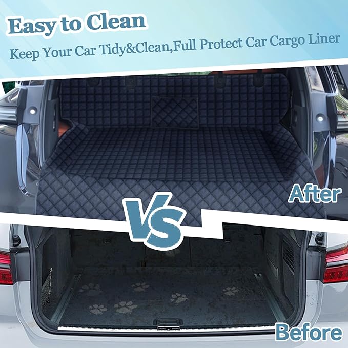 SUV Cargo Liner for Dogs Car Seat Cover Waterproof Non-Slip Car Seat Protector for Dogs Cargo Cover with Bumper Flap Protector for Cars, SUV and Truck, Universal Cargo Mat, 90"x55"