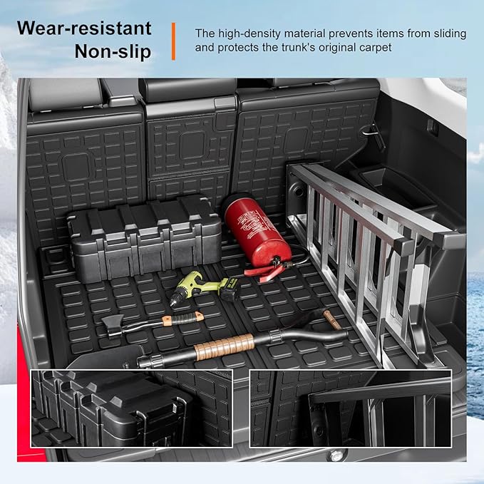 powoq Cargo Mat Compatible with 2010-2024 Toyota 4Runner Trunk Mat Replacement for 2010-2024 Toyota 4Runner Accessories 5 Seater-No 3rd seat (Fit W/Sliding Tray, Trunk Mat+Backrest Mats)